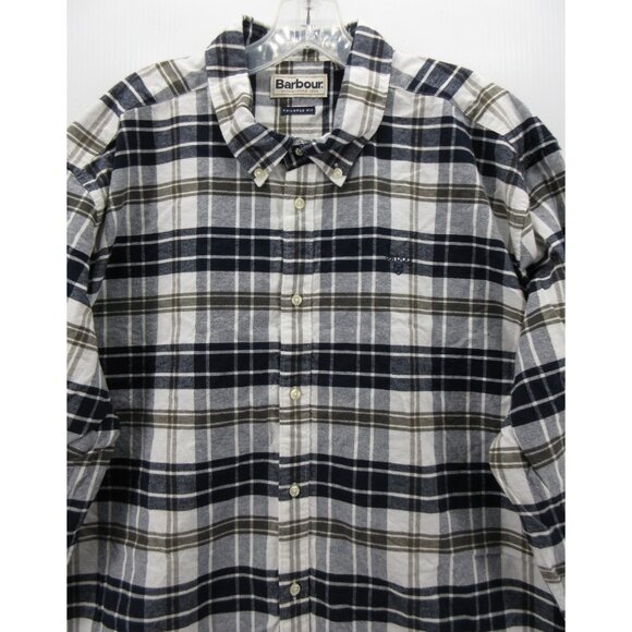 Barbour Shirt XXL Flannel Button Down Plaid Tailored Fit Preppy Cotton - Picture 2 of 11